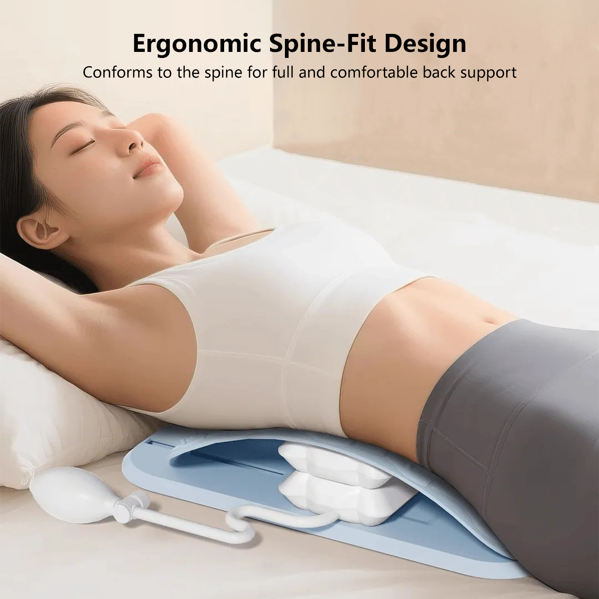 JOMO Airbag Lumbar Stretcher Dual Use Sitting and Lying Adjustable Height Air Cushion Support Ergonomic Fit