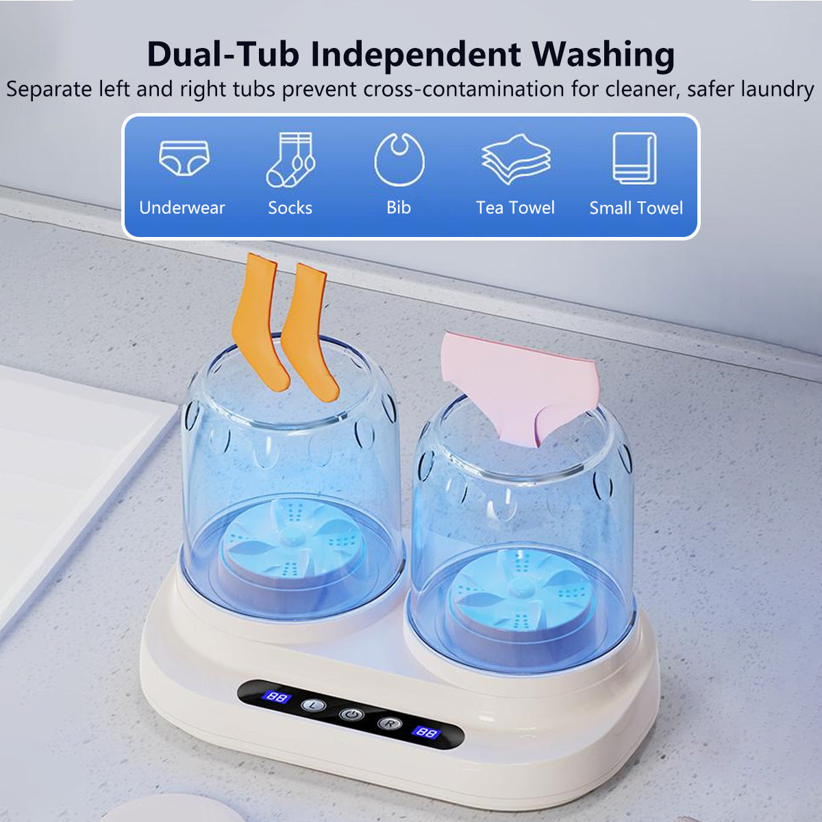 Wireless Blue Light Sterilization Mini Washing Machine Portable Washer Underwear Socks Laundry Cup