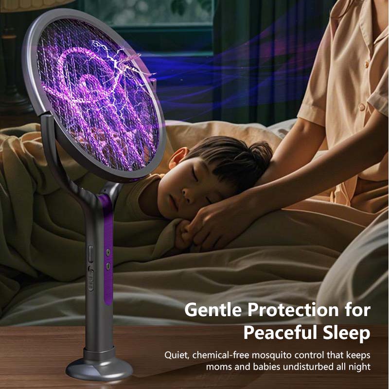 2-in-1 Extendable Mosquito Zapper – High Voltage, Silent Mode, Type-C Charging, Foldable Head, Safe for Home Use