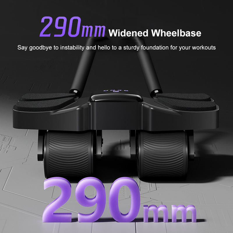 Upgraded JOMO Four Wheel Abdominal Wheel Roller Widened Wheel Base Adjustable Armrest