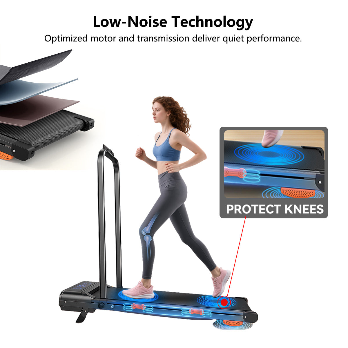 JOMO Foldable Treadmill Upgraded Dual Suspension Deck Treadmill LED Display incline Shock Absorption