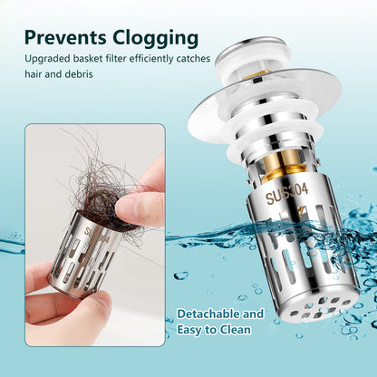 2 In 1 Bathroom Sink Stopper Prevent Clogging Easy Installation Easy to Clean