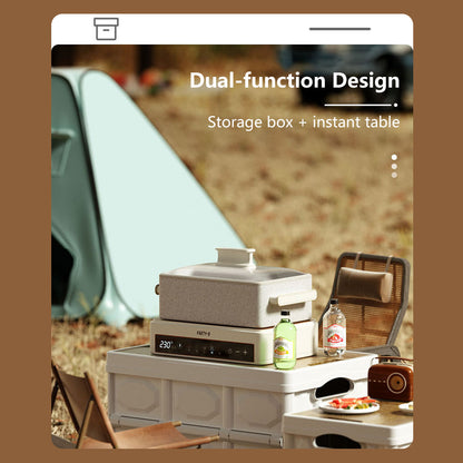 Multifunctional Foldable Storage Box 30L/50L Wooden Lid Space Saving