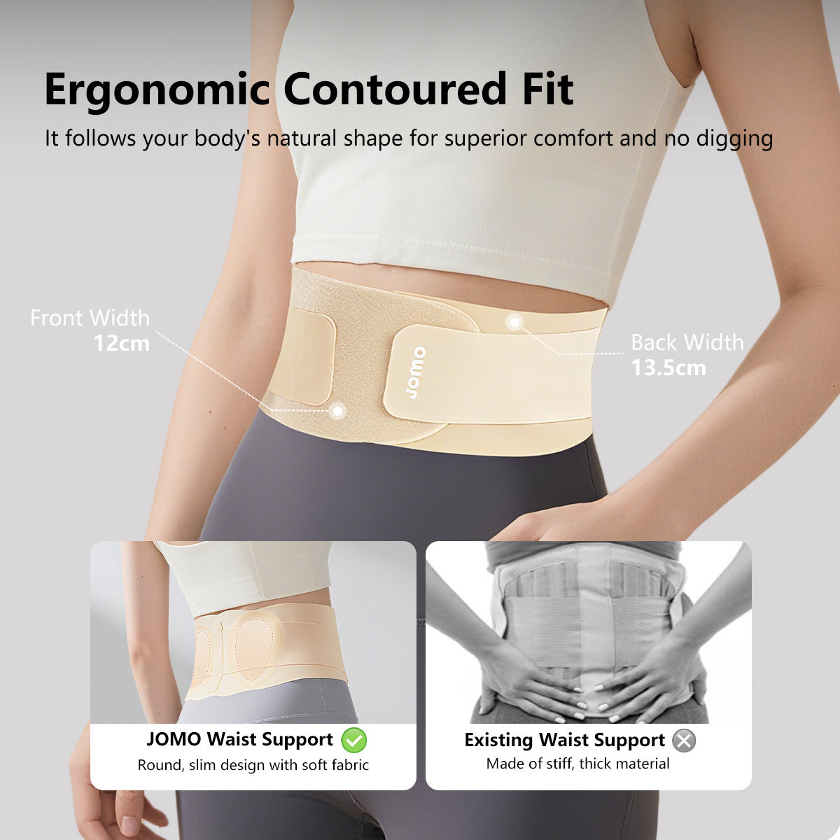 JOMO Waist Support Belt Invisible Posture Support & Core Comfort Lightweight Breathable Wear All Day