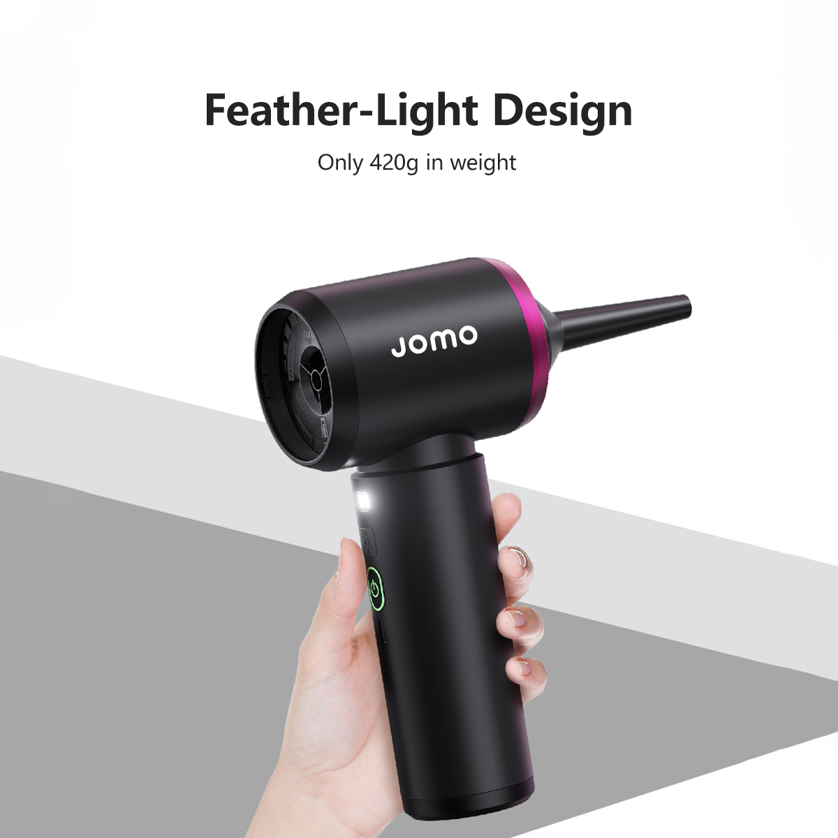 5-in-1 Handheld Vacuum 25000Pa Blow Suction Inflate Pump LED Light Functions Lightweight 420g