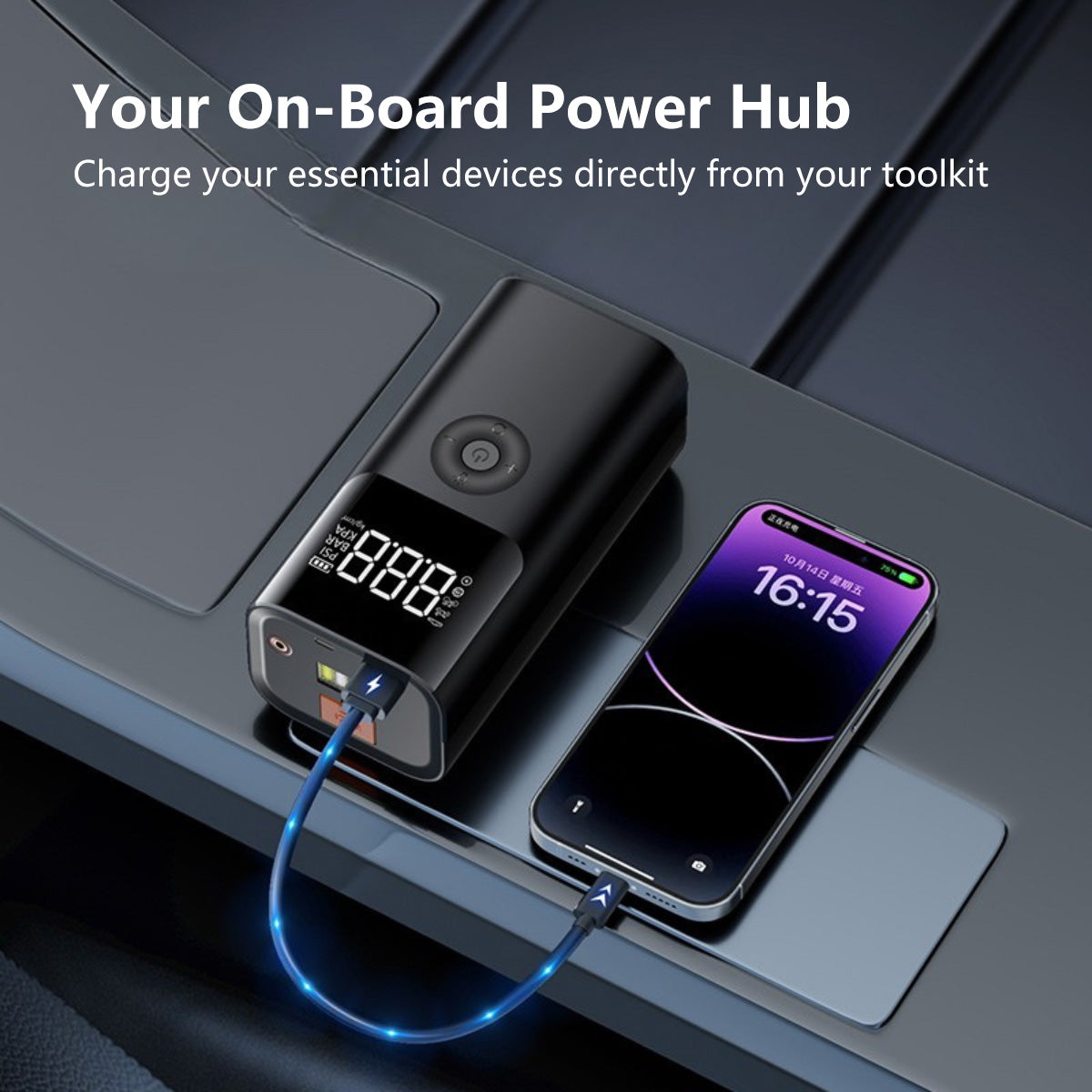 Portable Inflatable Emergency Power Supply Emergency Jump Starter Air Pump PowerBank Emergency Light