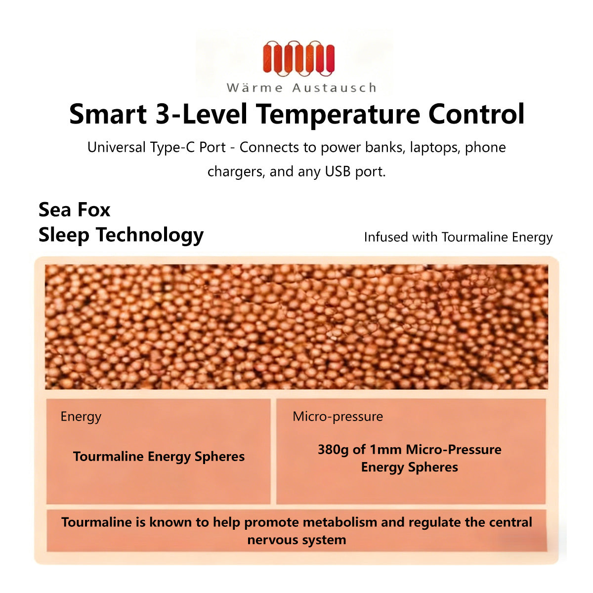 Thermal Gravity Head Wrap Weighted Steam Eye Mask USB 5V Heated Ultra-Soft Grey