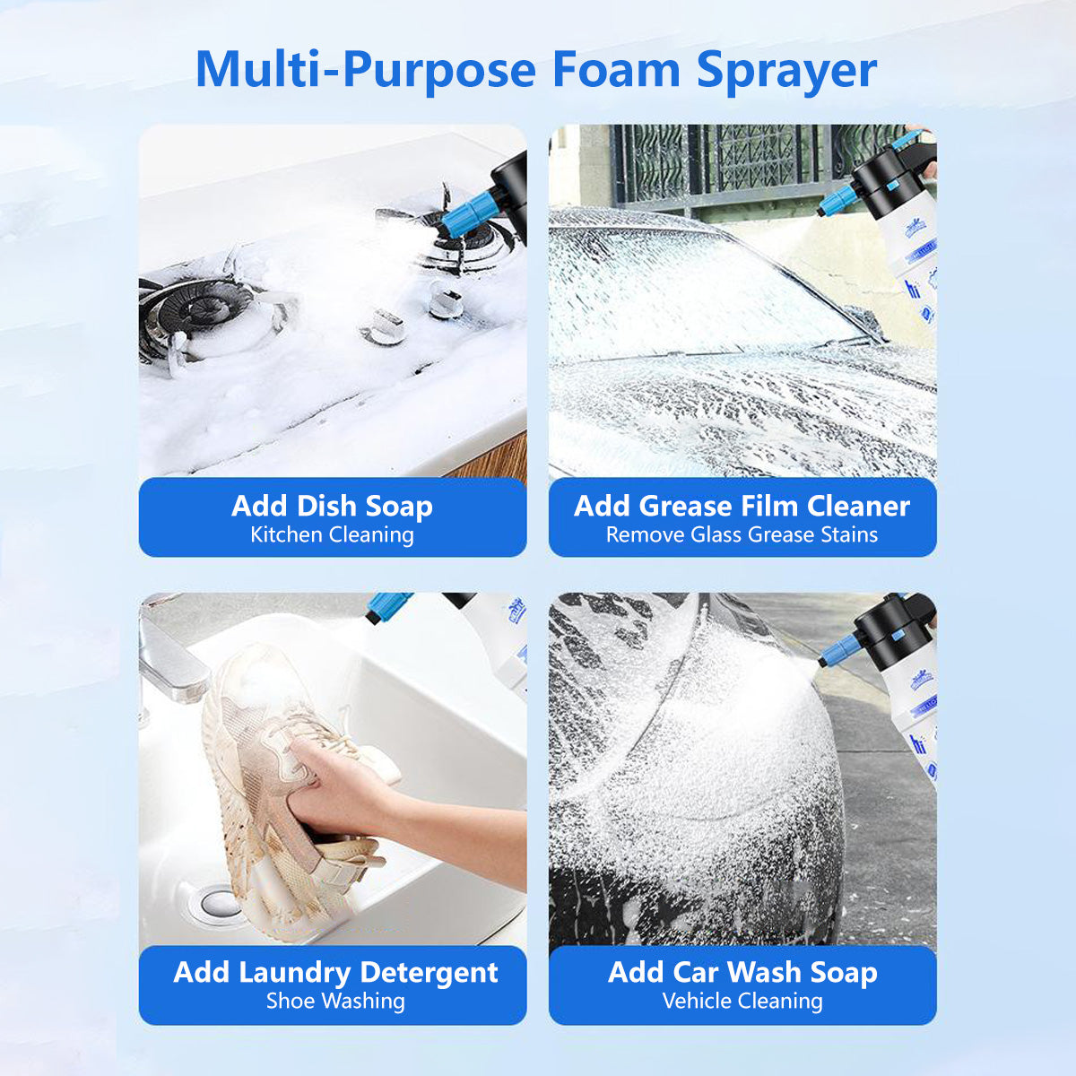 2025 New Electric Foam Sprayer 2.0L Multi-Purpose Foam for Car Wash, Gardening & Home Cleaning