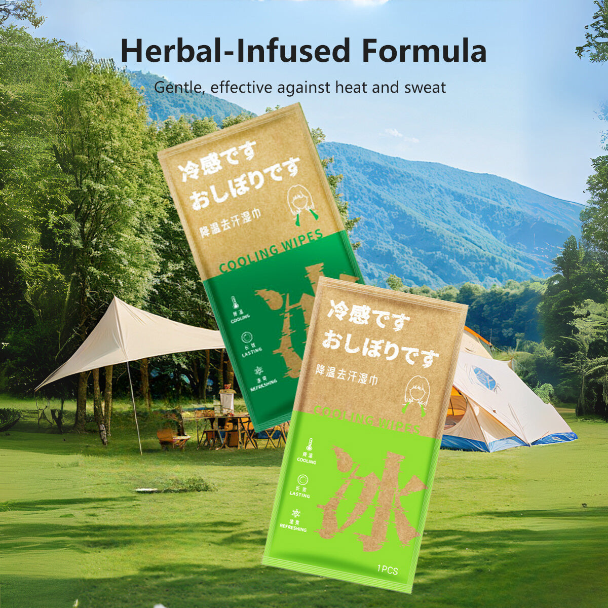 ️ Cooling Wipes Lime & Jasmine Helps with Sweat Herbal Infused Formula Gym & Travel (1 wipes/packet)
