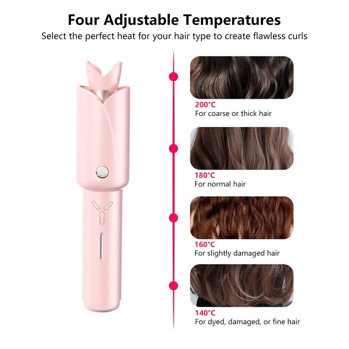 Cordless One-Click Auto Curling Wireless Automatic Anti-Tangle Anti-Scald Portable Curling Iron