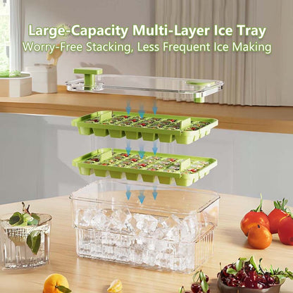 Dual-Press Ice Cube Tray - Easy Release No-Spill Design BPA-Free