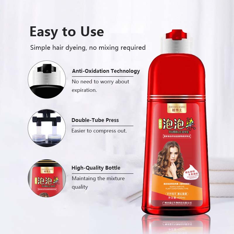 ZhiHuaShi Bubble Colour Hair Dye Gentle Plant Extract Ingredient Skin Friendly Healthy Hair