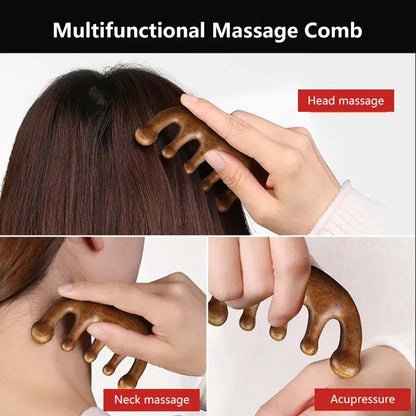 Multifunctional Massage Comb Sandalwood Meridian Massage Comb