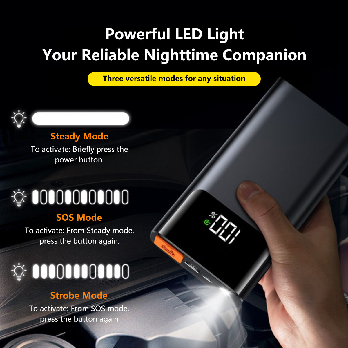 Car Jump Starter Car Power Bank & LED Flashlight Instant Start at 0V for All Vehicles