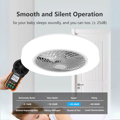 2-in-1 Smart Ceiling Fan Light 45cm 6 Speed APP+Remote 3 Color Lights Timer