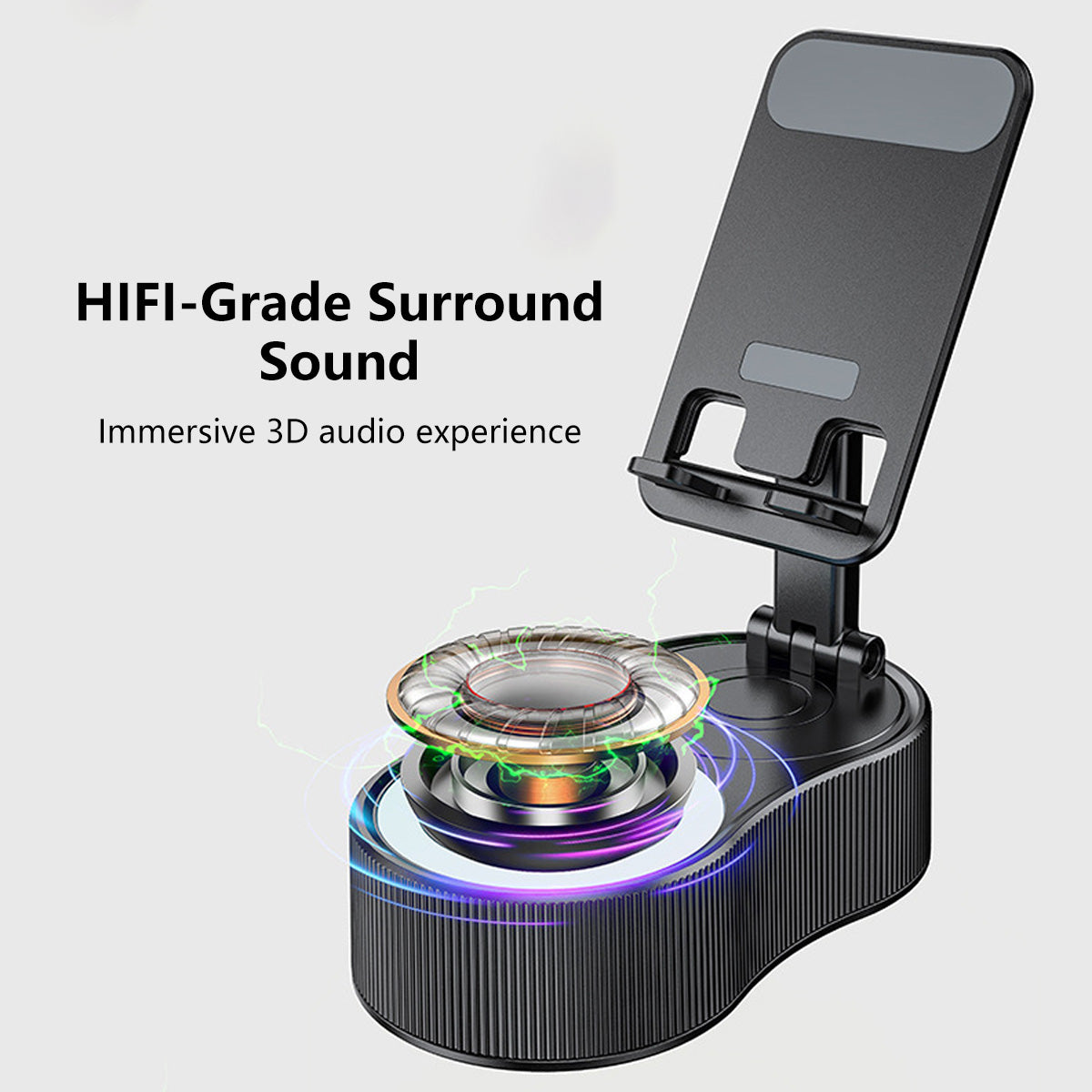 ✨4-in-1 Bluetooth Speaker Stand – 1800mAh Battery RGB Light, 360° Rotate, Foldable & Phone Holder