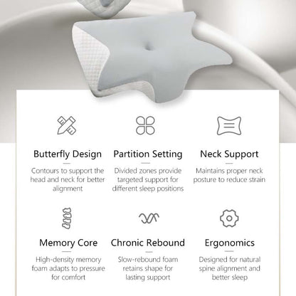 Butterfly Orthopedic Memory Pillow Ergonomic Neck Support, Slow Rebound