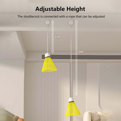Indoor and Outdoor Badminton Trainer Rebound Nylon Shuttlecock Built-in Light Easy Installation with Adhesive Sticker