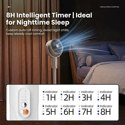 JOMO Cordless Floor Fan Oscillating Quiet Remote Timer USB Adjustable Standing Air Circulator Fan 空气循环扇