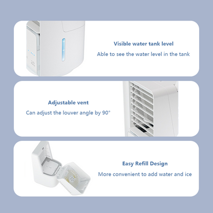 Portable Air Cooler 700ml 3 Level Gear Wind Speed Touch Button Display
