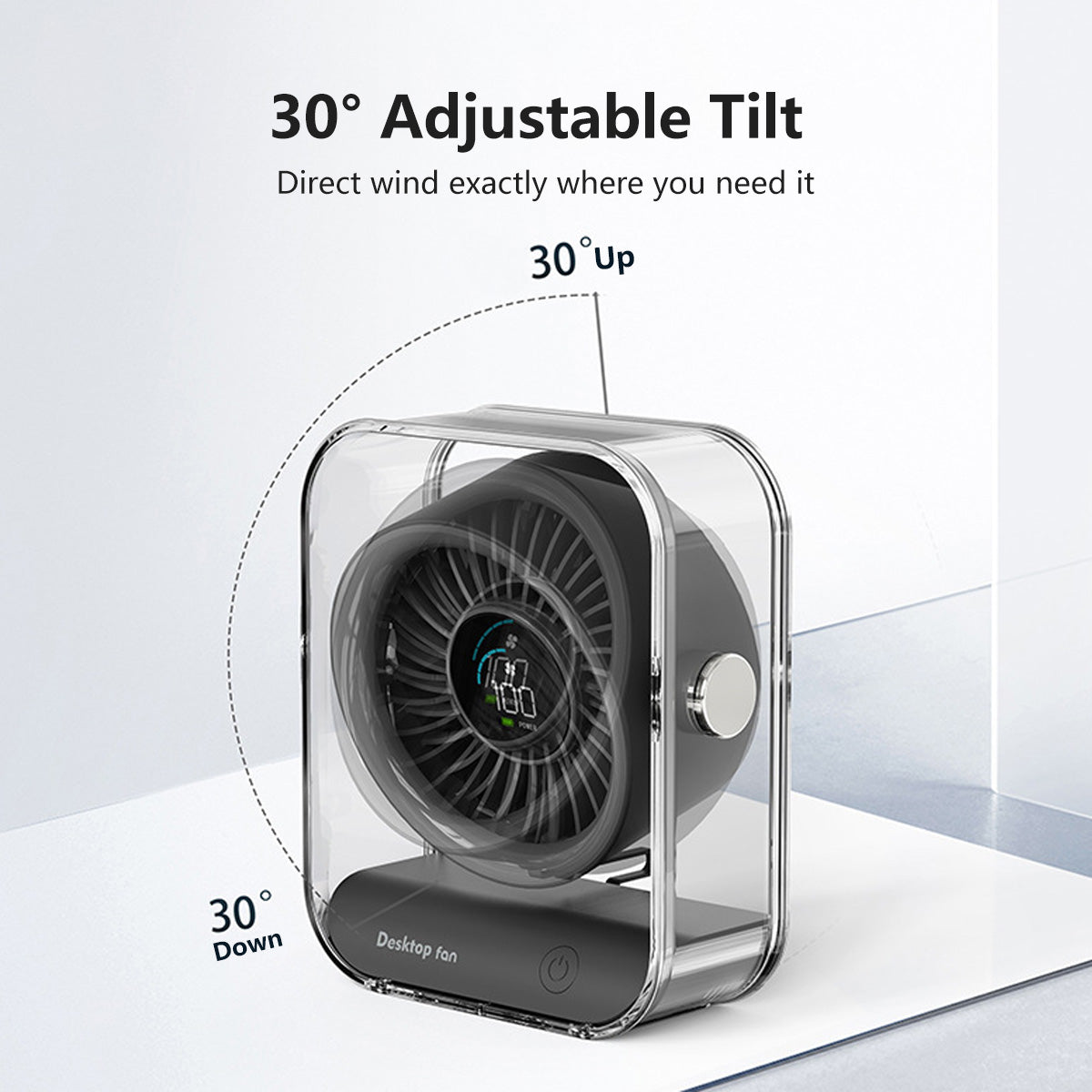 Rechargeable Desktop Fan 7-Blade Tornado Fan Ultra-Powerful Desktop Fan Long Range Cooling Wide Airflow Low Noise
