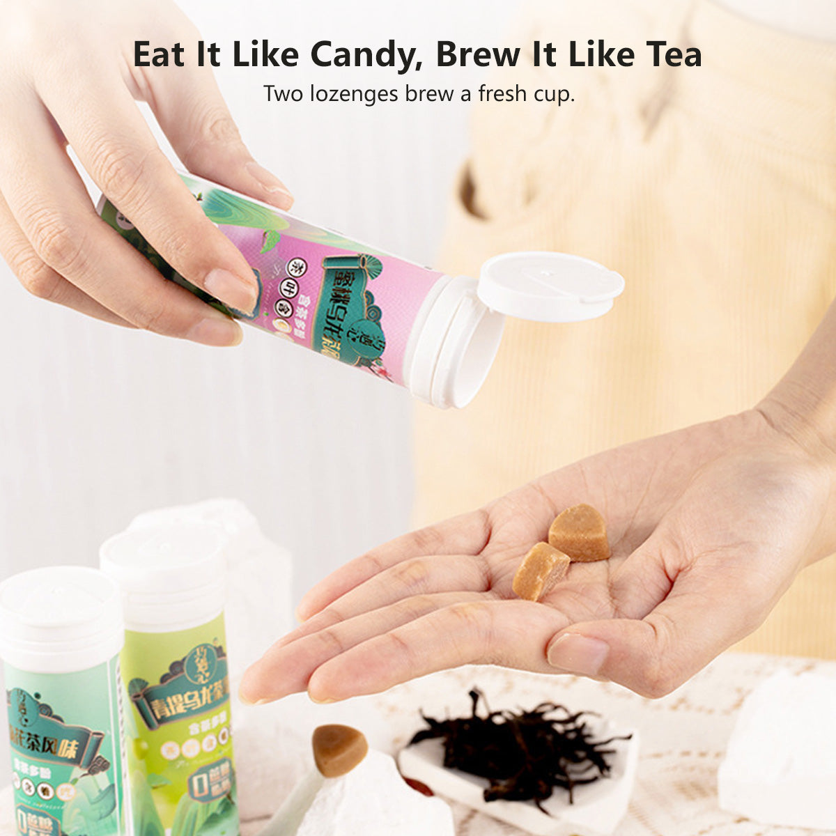 Fresh Breath Tea Lozenges Peach Oolong Tea Green Grape Oolong Tea Jasmine Tea Candy (27g/bottle)
