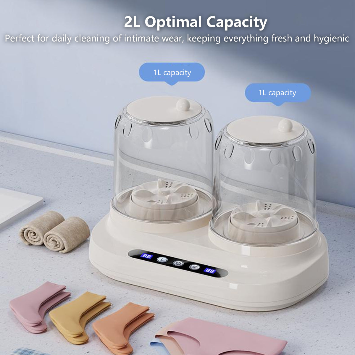 Dual-Cup Separation Mini Wireless Washing Machine Blue-Light Sterilization Powerful Cleaning