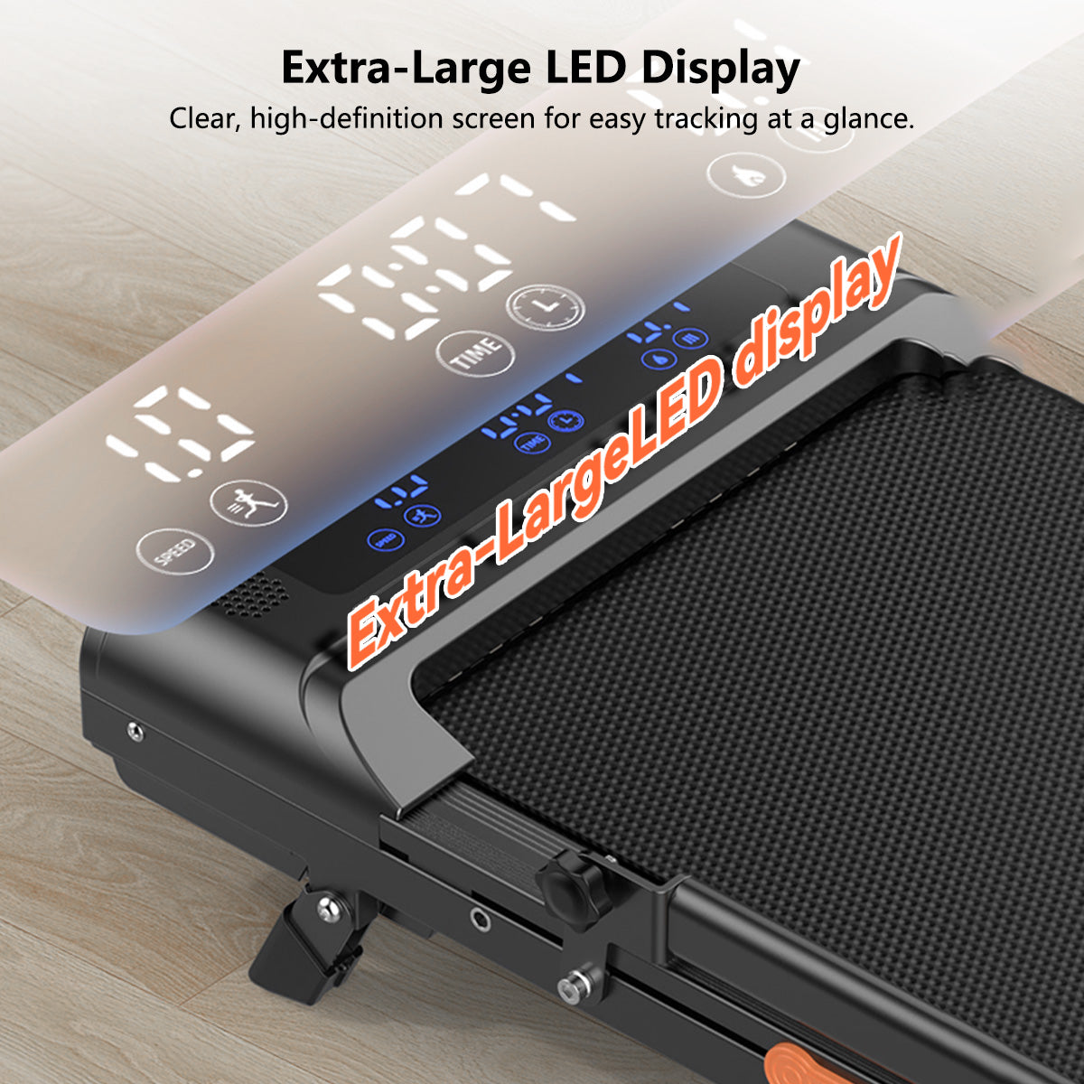 JOMO Foldable Treadmill Upgraded Dual Suspension Deck Treadmill LED Display incline Shock Absorption