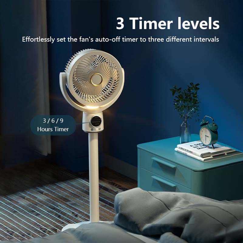 Air Circulation Fan Adjustable Height 5 Gear Wind Level 3 Level Timer Type-C Charging Build in Light