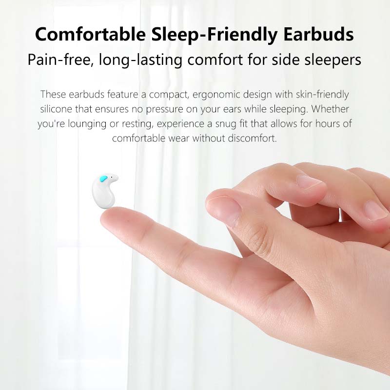 Wireless Bluetooth Sleep Headphones Invisible Earbuds with Noise Cancelling HiFi Sound Quality Ultra-Long Battery Sleep Friendly