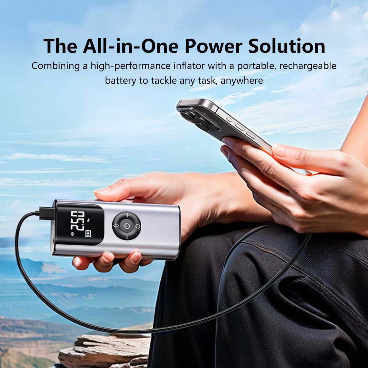 Multifunctional Portable Electric Air-Pump Digital Display Rechargeable Battery Tire Pressure