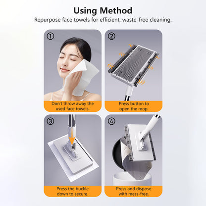 Reusable Face Towels Lazy Mop Cloth 360 Degrees Rotating Replaceable Mop