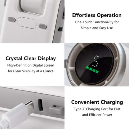 Foldable LCD Display Fan 5 Speeds, Rechargeable Lightweight Hands-Free
