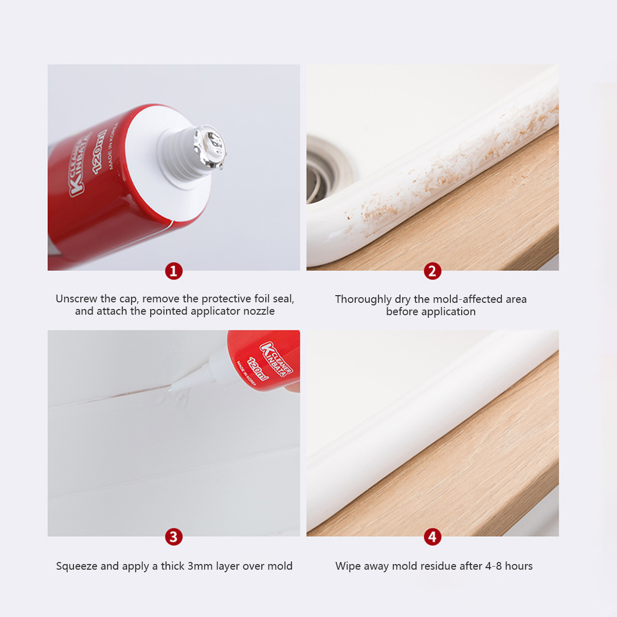 KINBATA Mold Remover Gel Eliminates Stains & Stops Mold from Returning High Germ Elimination Rate (120ml)