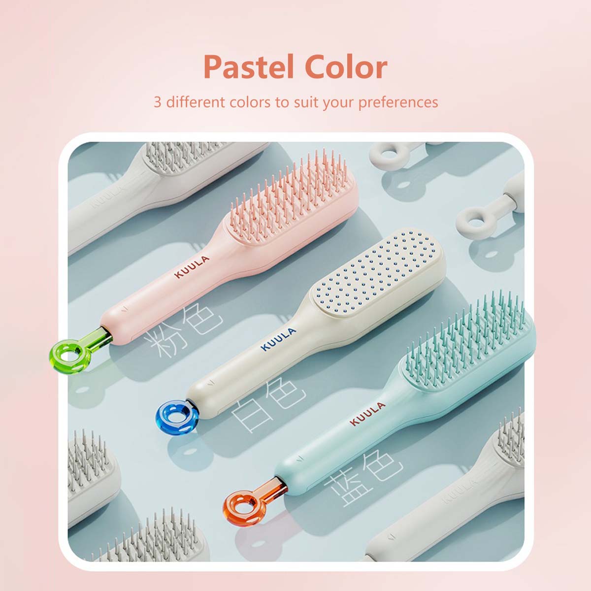 Portable Retractable Comb Elastic Comb Teeth Self Cleaning Extended Handle