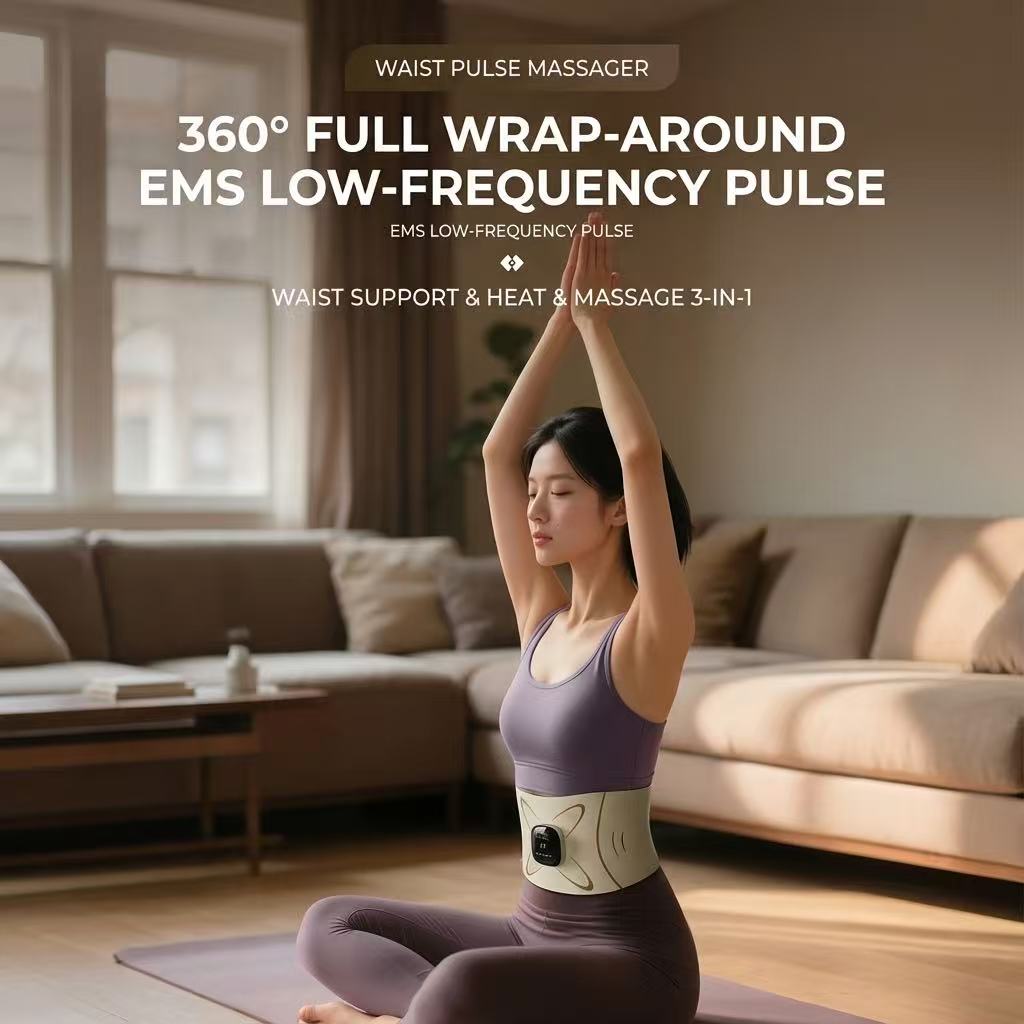 JOMO EMS Ab Waist Belt Heat Microcurrent Massage 8 Electrode Slim Breathable 腰部按摩仪 Gift