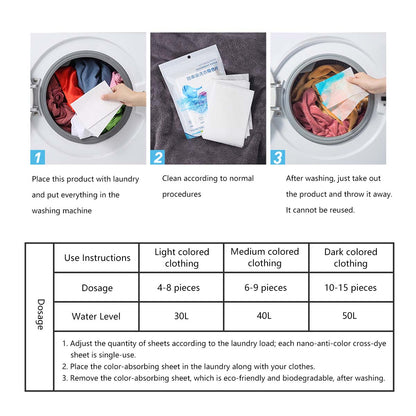 Fabric Colour Absorber Sheets Color Protection Remove Odor Prevent Staining
