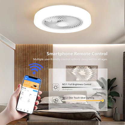 2-in-1 Smart Ceiling Fan Light 45cm 6 Speed APP+Remote 3 Color Lights Timer