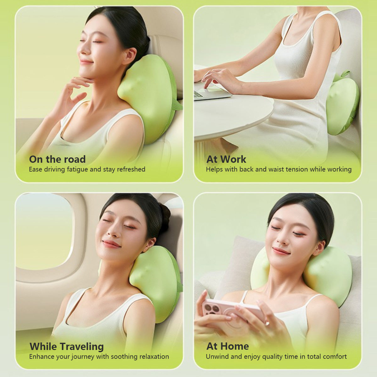 Cordless Heating Massage Pillow Kneading Pillow with Heat For Back Neck Shoulder Home & Car Use