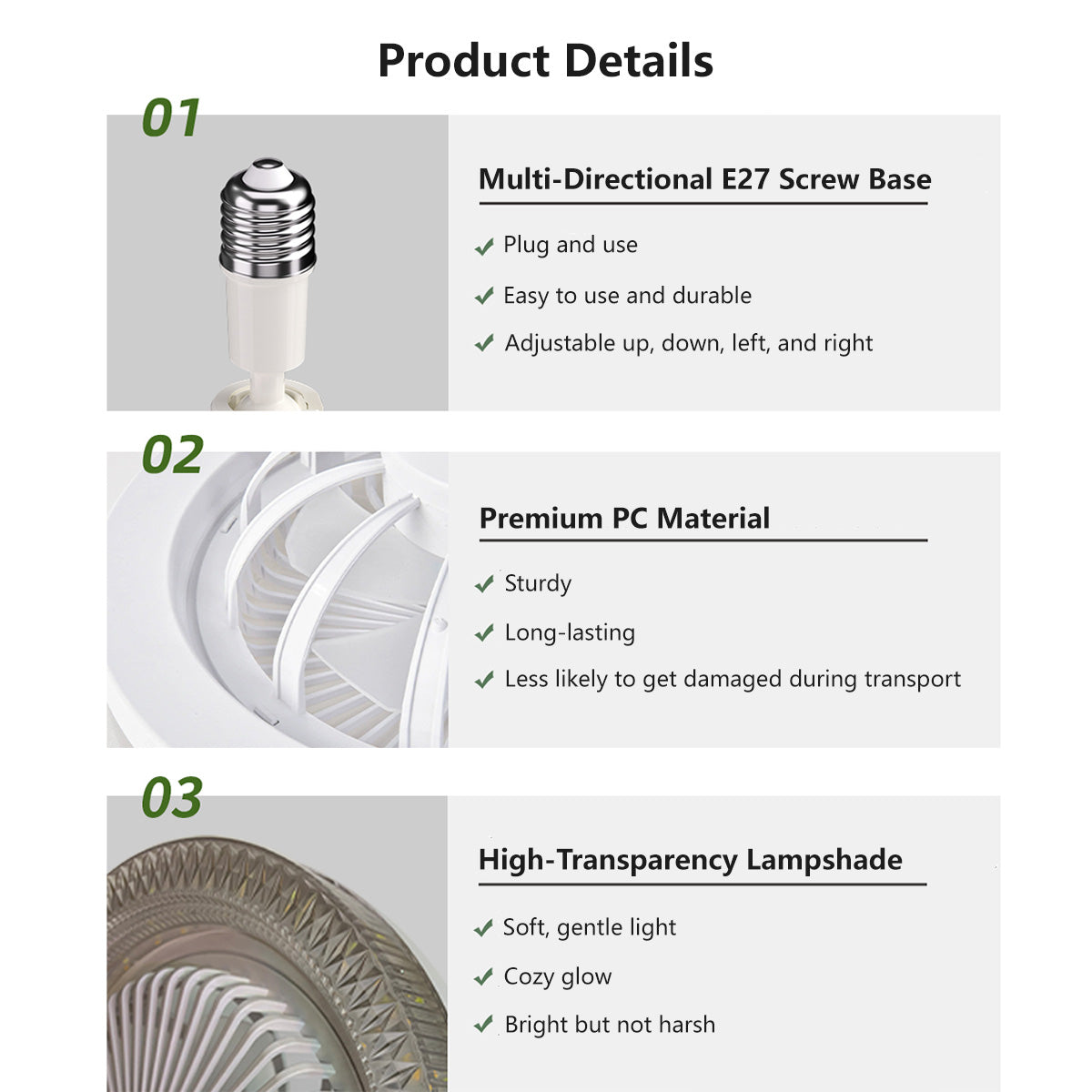 3-in-1 Ceiling Fan Light Aromatherapy Multi-Directional Fan Light Remote Control | Dimmable & Speeds