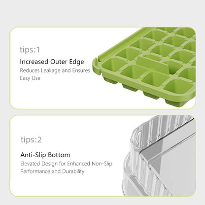 Dual-Press Ice Cube Tray - Easy Release No-Spill Design BPA-Free