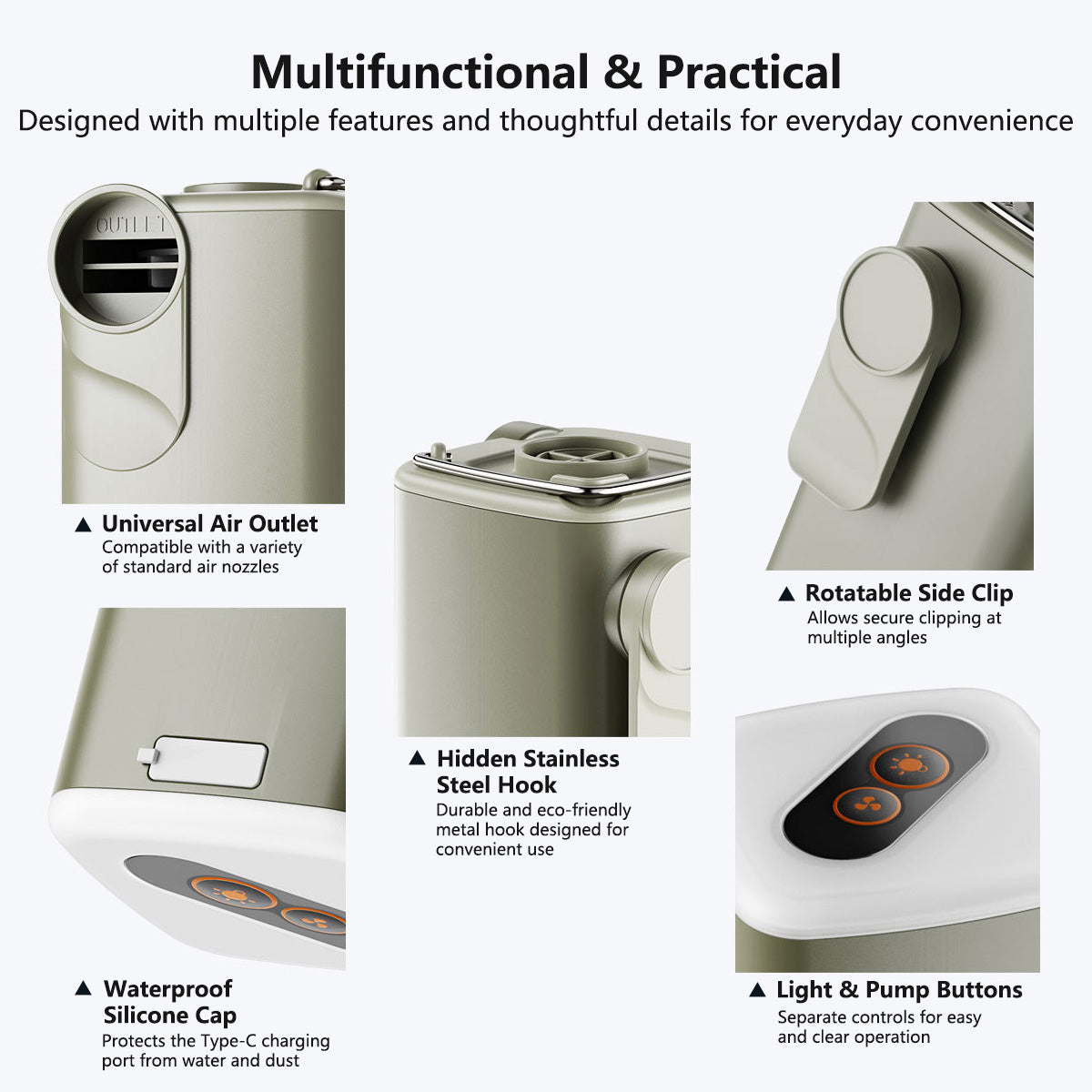 Multi-Function Air Pump Inflate & Deflate Lighting Portable Outdoor Camp Air Pump