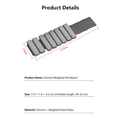 Silicone Weighted Wristband Bracelet Sweat-Resistant Waterproof Adjustable