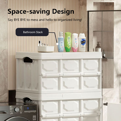 Multifunctional Foldable Storage Box 30L/50L Wooden Lid Space Saving