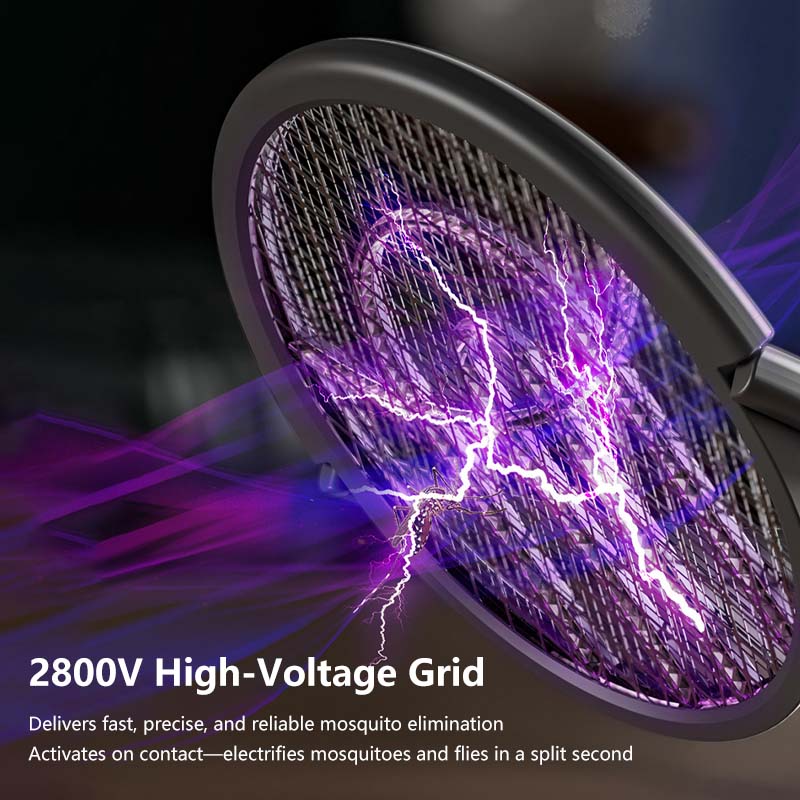 2-in-1 Extendable Mosquito Zapper – High Voltage, Silent Mode, Type-C Charging, Foldable Head, Safe for Home Use