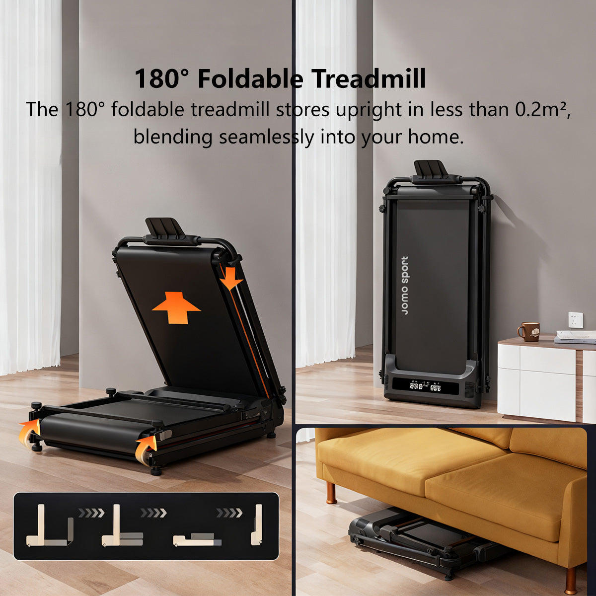 JOMO 2 in 1 Foldable Treadmill | 150kg Load | 3HP Motor | Remote Control | Home Use