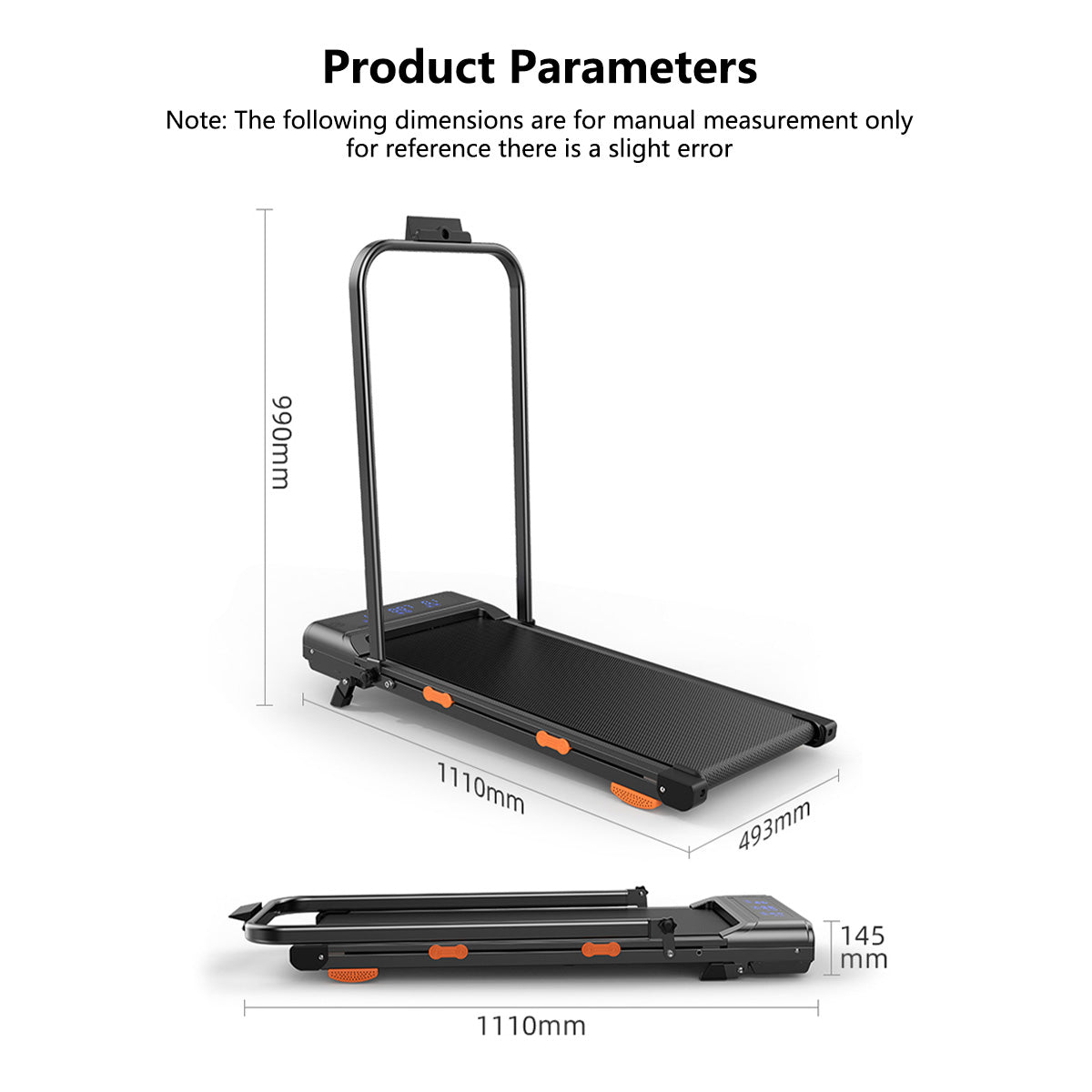 JOMO Foldable Treadmill Upgraded Dual Suspension Deck Treadmill LED Display incline Shock Absorption