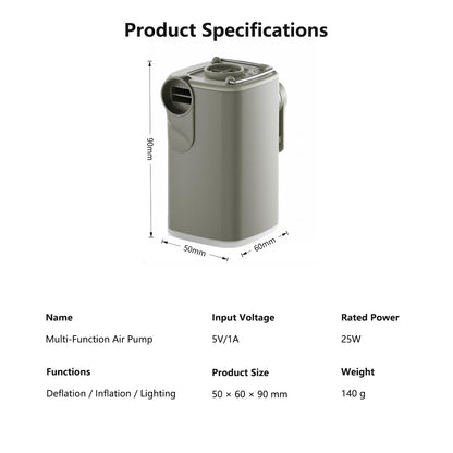 Multi-Function Air Pump Inflate & Deflate Lighting Portable Outdoor Camp Air Pump
