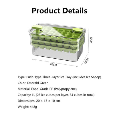 Dual-Press Ice Cube Tray - Easy Release No-Spill Design BPA-Free