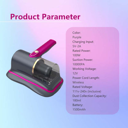 Cordless Dust Mite Vacuum Strong Suction 10000pa Suction Power